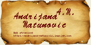 Andrijana Matunović vizit kartica